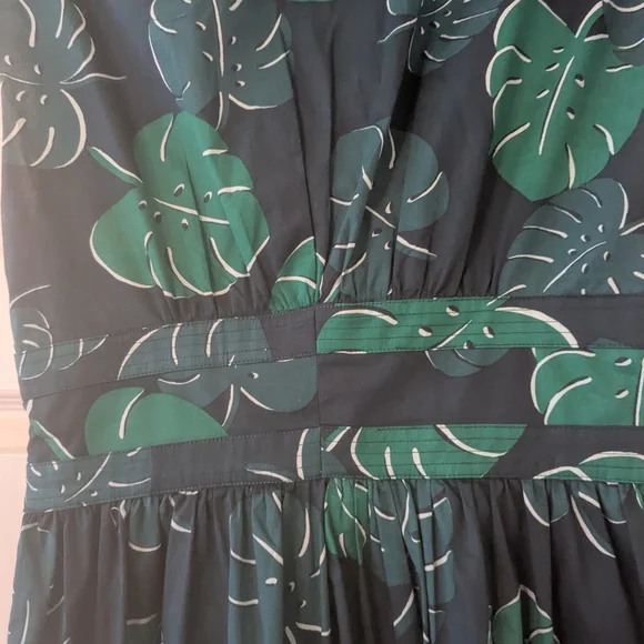 Kate Spade Dark Green Leaf Print Midi Dress - Picture 6 of 8